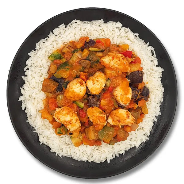 Kip met ratatouille en rijst