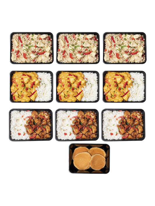 Droogtrainen | Rijst en Kip Pakket | 9 meals | 3 smaken + pancake