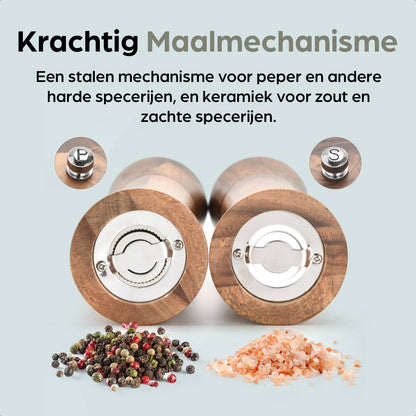Hermanos peper- en zoutmolenset Bali, acaciahout, 22 cm, afbeelding 4