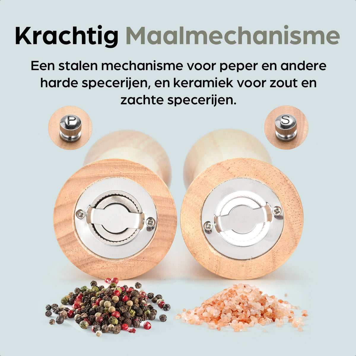 Hermanos peper- en zoutmolenset Bali, blank rubberhout, 22 cm, afbeelding 5