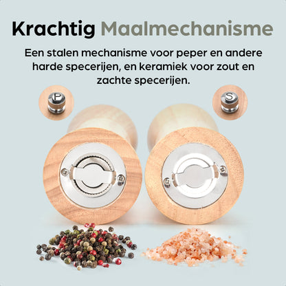 Hermanos peper- en zoutmolenset Bali, blank rubberhout, 22 cm, afbeelding 5