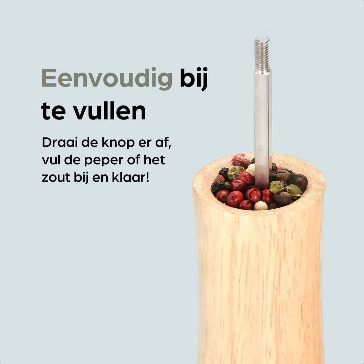 Hermanos peper- en zoutmolenset Bali, blank rubberhout, 22 cm, afbeelding 6