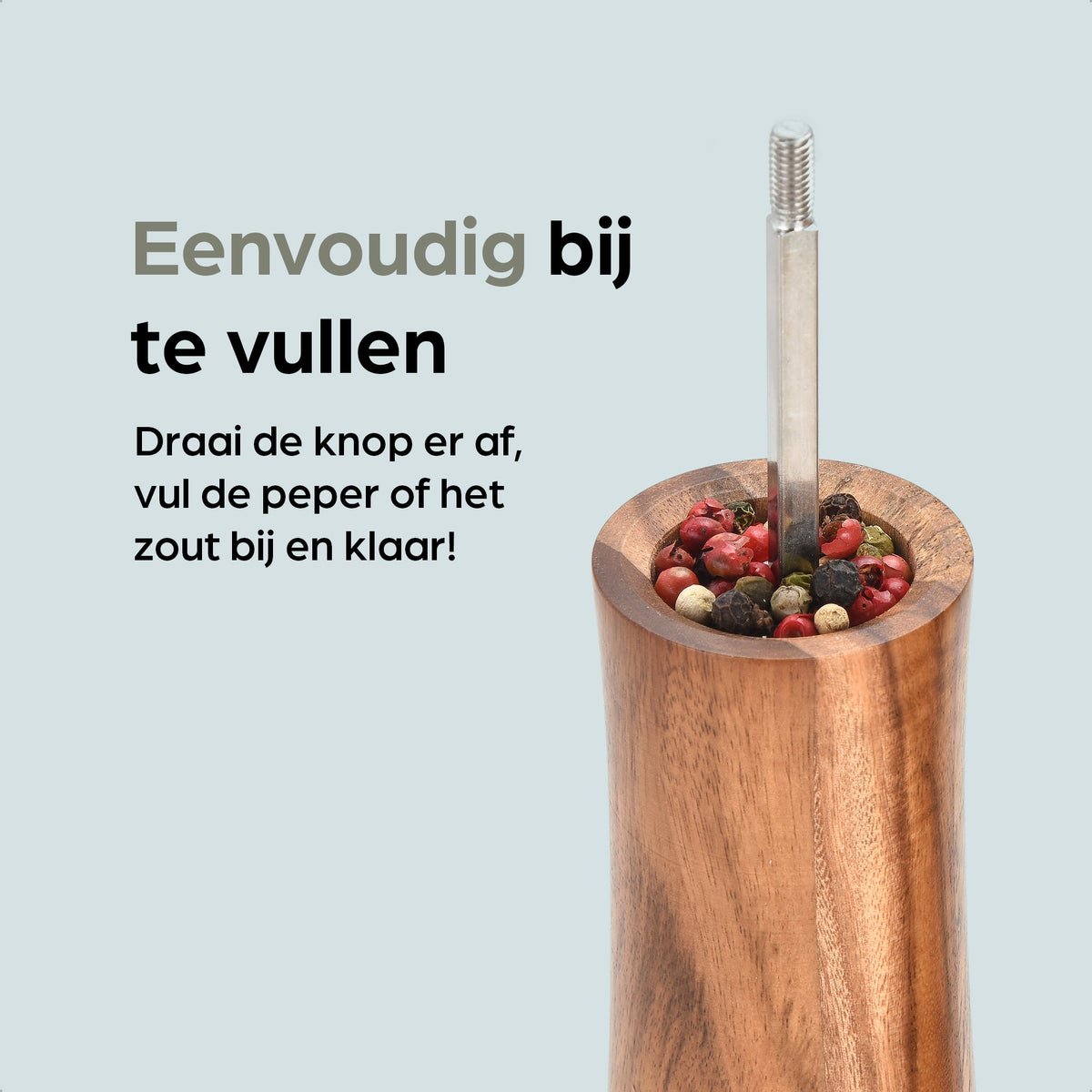 Hermanos peper- en zoutmolenset Bali, acaciahout, 22 cm, afbeelding 6