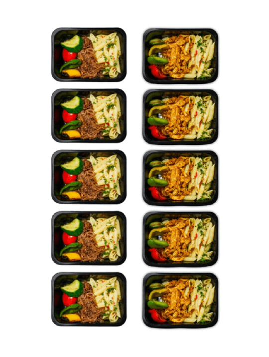 BBQ Meals | Beef Pasta & Chicken Pasta | 10 meals | 2 smaken