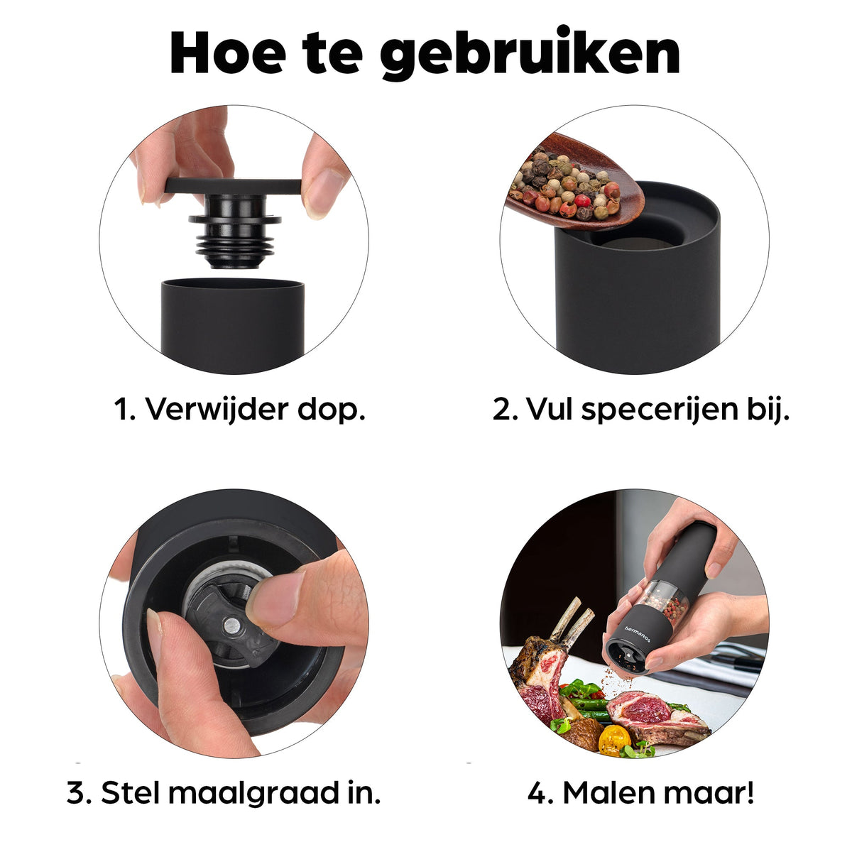 Hermanos peper- en zoutmolenset Oslo, zwart, 19 cm, afbeelding 7