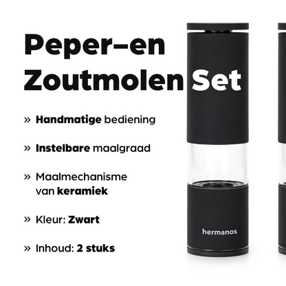 Hermanos peper- en zoutmolenset Oslo, zwart, 19 cm, afbeelding 3