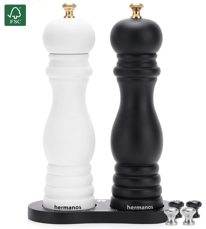 Hermanos peper- en zoutmolenset Rome, zwart-wit, 22 cm