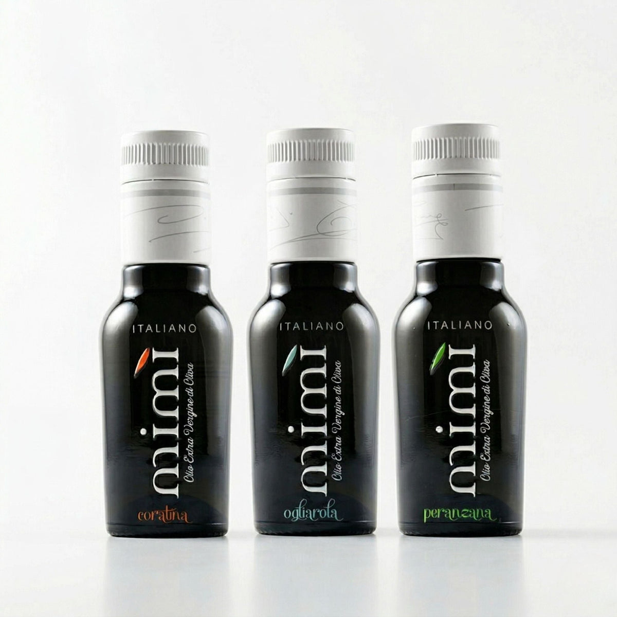 Olio Mimì proefset Coratina, Ogliarola en Peranzana, 3 x 100 ml