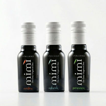 Olio Mimì proefset Coratina, Ogliarola en Peranzana, 3 x 100 ml