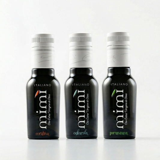 Olio Mimì proefset Coratina, Ogliarola en Peranzana, 3 x 100 ml
