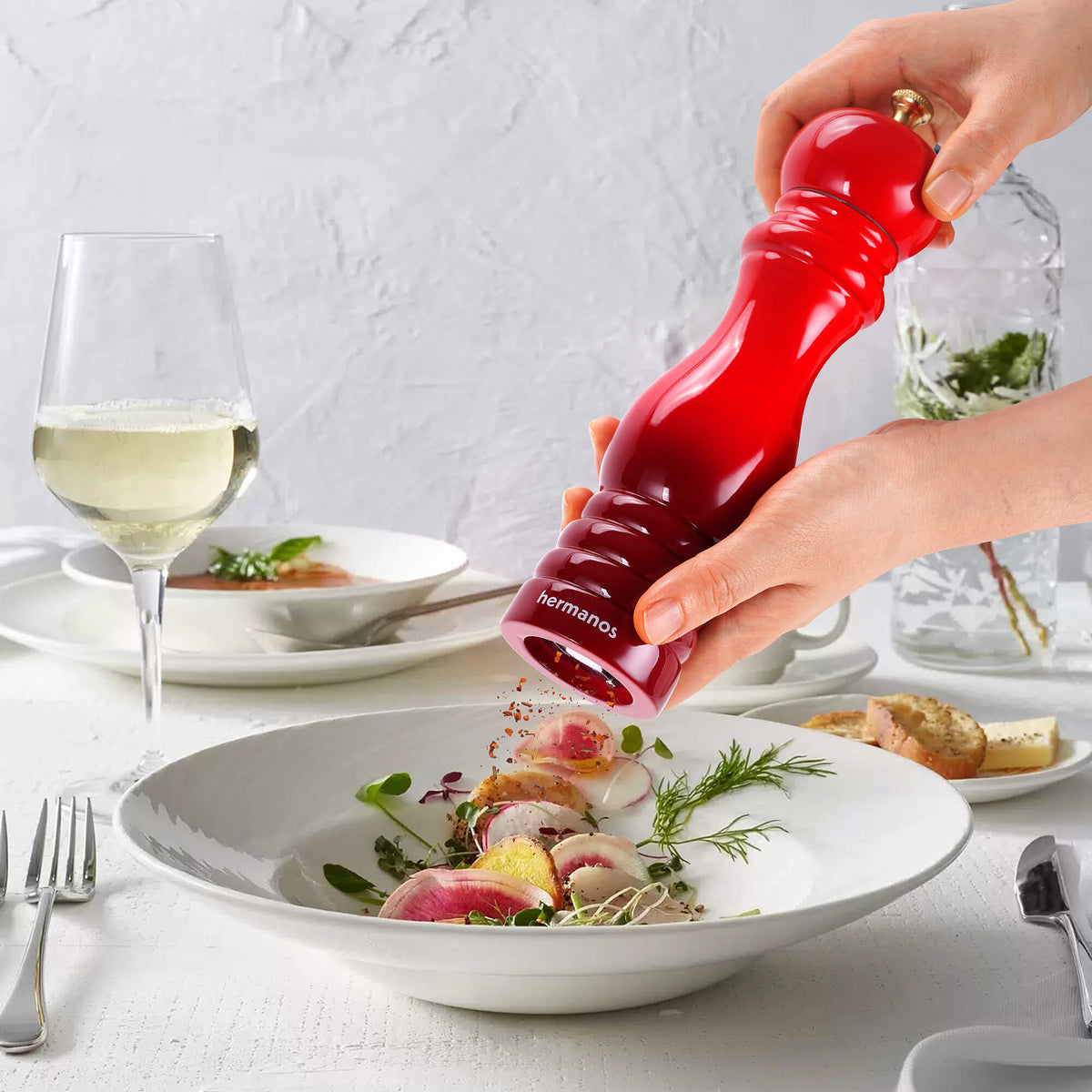 Hermanos peper- en zoutmolenset Rome, rood, 22 cm, afbeelding 2